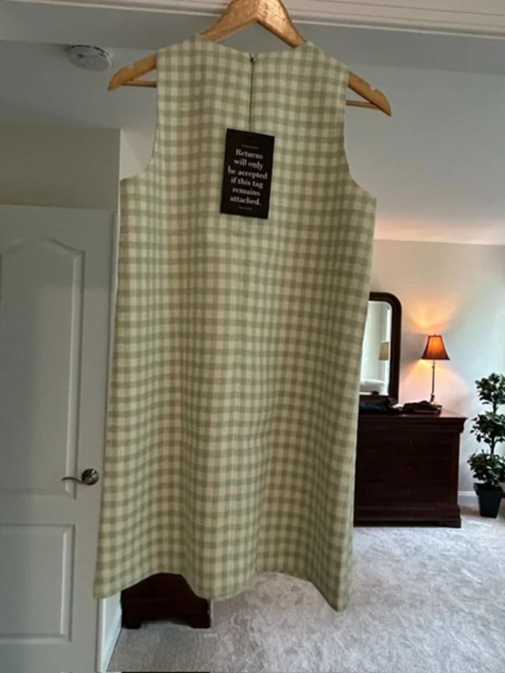 Tuckernuck Julep Gingham Sconset Dress NWT Medium Green White Shift Dress - Picture 4 of 6